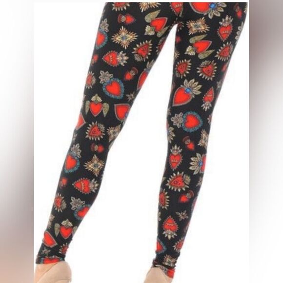 NWT! EEVEE BRUSHED JEWELED HEARTS LEGGINGS. O/S - Picture 3 of 7